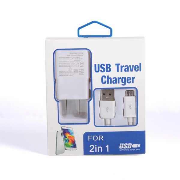 

2 in 1 charger kits usb 2.0 eu/us plug universal charger adapter for smartphone s4 s3 s5 s6 smart mobile phone