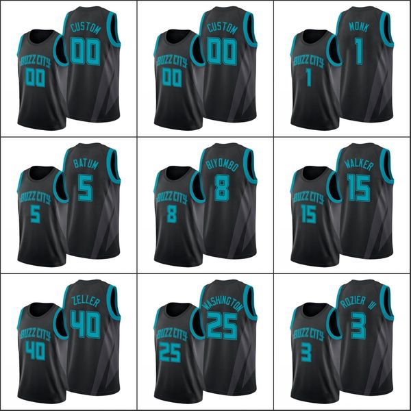 

charlotte hornets men miles bridges terry rozier iii p.j. washington cody zeller kemba walker nba black city custom jersey