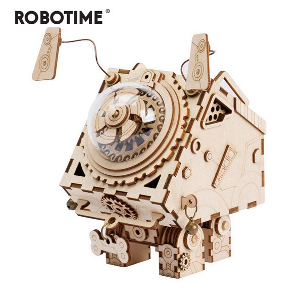 

robotime 3d puzzle diy movement wooden dogs model toys for children girl boys brain training music box seymour am480 y200317