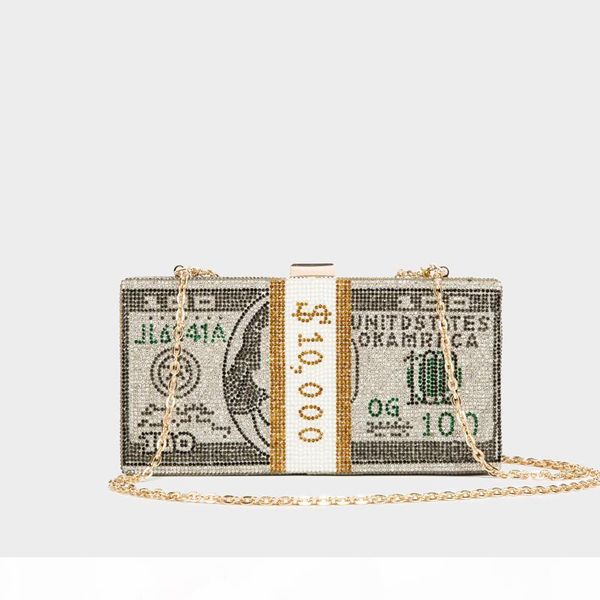 

stack of cash $100 dollars money bag crystals bag for women 2020 women crystal clutch evening bags dinner purses and handbags