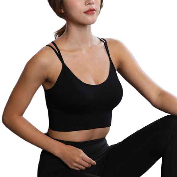 

yoga outfits cross thin straps beautiful back sports bra fitness running -proof non-steel ring underwear, White;red