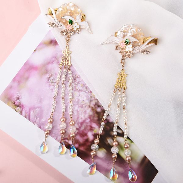 

hair accessories girl han fu tassel step shake female baby princess antique hairpin children's costume headdress, Slivery;white