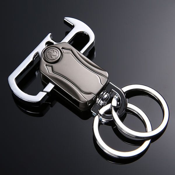 

new fingertip gyro keychain with bottle opener three-in-one multi-function key ring men's waist key bag, Silver