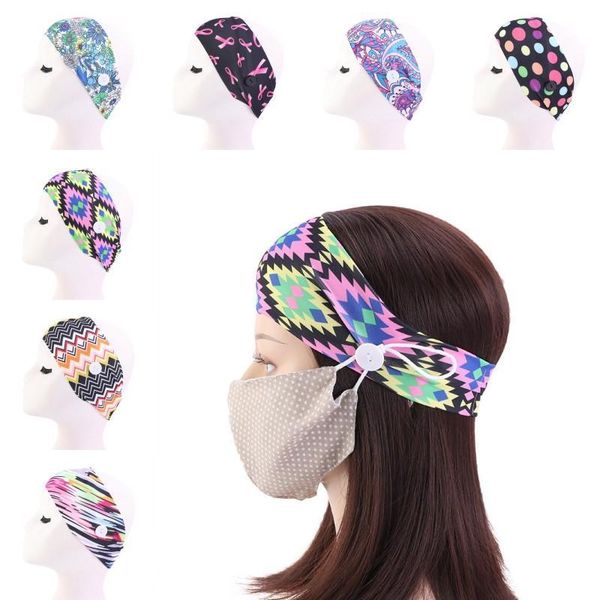 

adults elastic x girls accessories button women hair band print soft exercise yoga for mask colorful headbands sports anti with ear somsoa