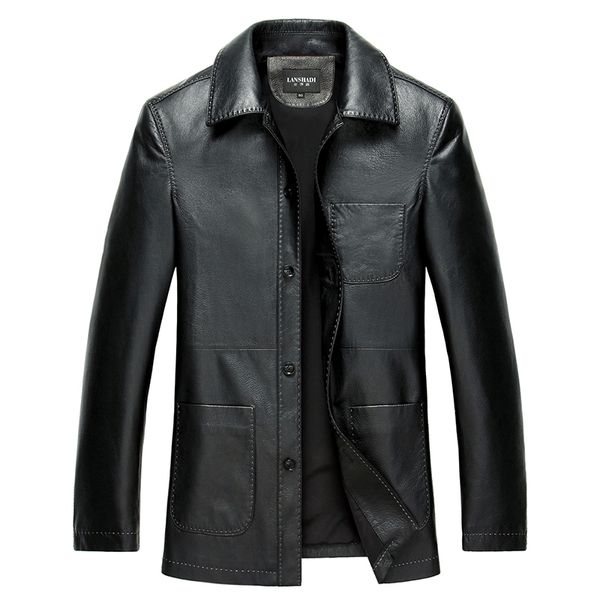 

geniune leather jacket for men trench coat men spring autumn plus size jacket jaqueta de couro 159106 mf144, Black