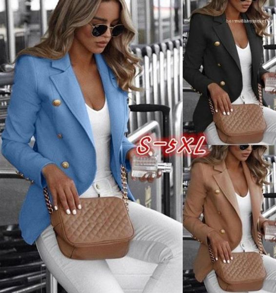 

loose laple neck female clothing new arrival plus size women blazers solid color double breasted womens, White;black