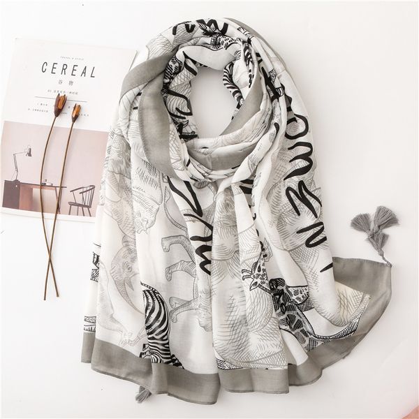 

sunscreen shawl ma'am joker silk scarf scarf sandy beach a piece of cloth animal world tourism cotton scarf hot, Blue;gray