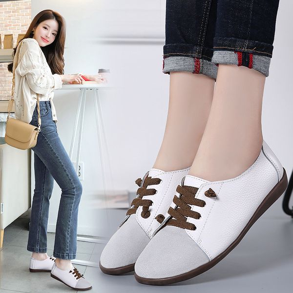 

small white shoes women 2020 autumn new casual wild leather soft bottom flat shoes low-female sports, Black