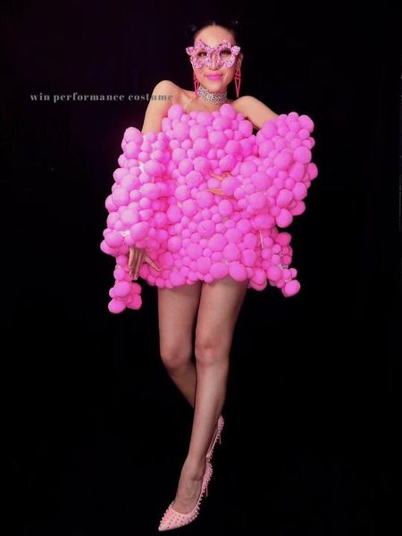 

plush ball dress game stage performancewear birthday party live show bar outfit cute sweet costume exotic noverty, Black;red
