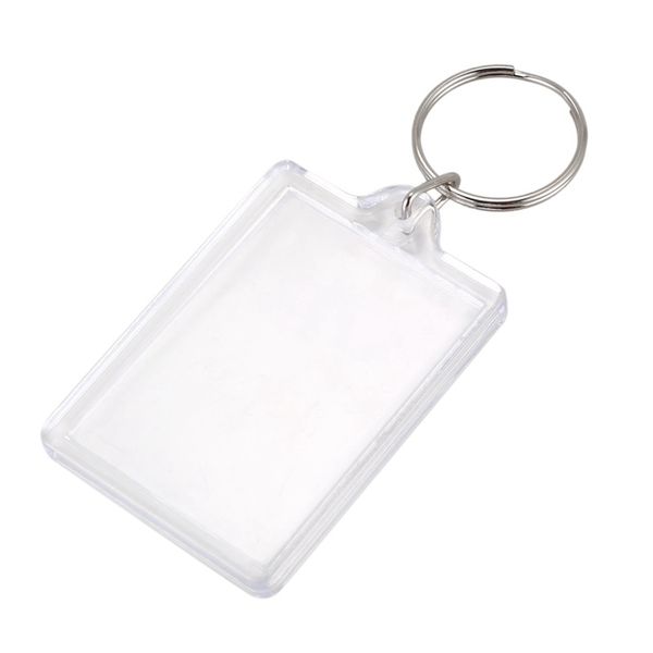 

100 pieces transparent key holders with space for ps or images of 90 * 40mm keychain of p, Silver