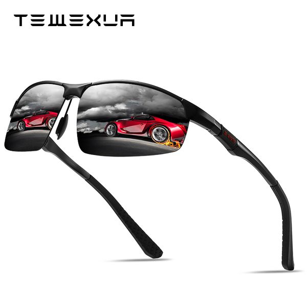 

tewexua men polarized sunglasses aluminum magnesium sun glasses driving glasses rectangle shades for men oculos masculino male, White;black