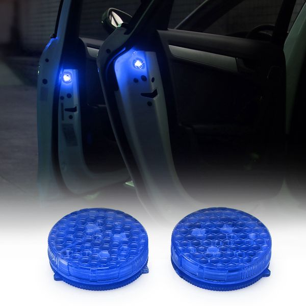 

2 pcs novelty car general car door led opening warning lamp safely flash light blue kit wireless anti-collid signal light