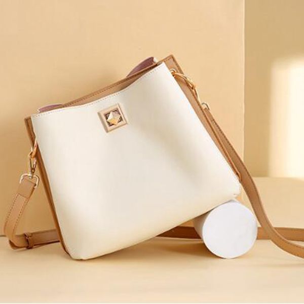 

new women pu leather handbags fashion designer bucket vintage shoulder bags messenger bag 2 straps