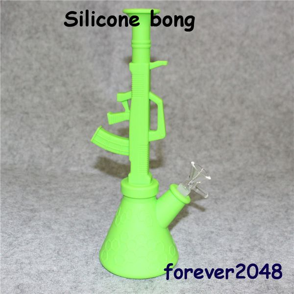 Mitragliatrice pieghevole gorgogliatore dab oil rig portatile infrangibile narghilè shisha bong silicone AK-47 tubo dell'acqua