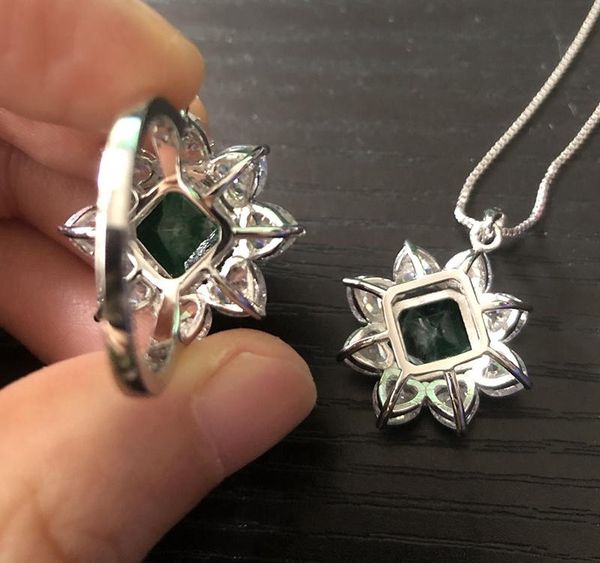 

pansysen vintage 7mm natural emerald earrings for women solid 925 sterling silver fashion jewelry anniversary party earring gift002, Golden;silver