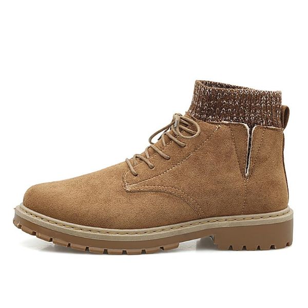 

taobo knitted suede casual men shoes high khaki black grey walking boots autumn winter warm comfortable leather handmade