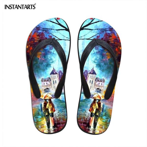 

instantarts мода картины пляж тапочки женщина легкая летняя вьетнамка для девочек дамы летней резины сандалии mejur, Black