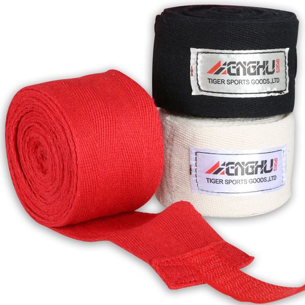 

5cm width training fighting muay thai boxing bandage hand wraps 2.5 meters length 2pcs kickboxing gloves wraps, Black;red