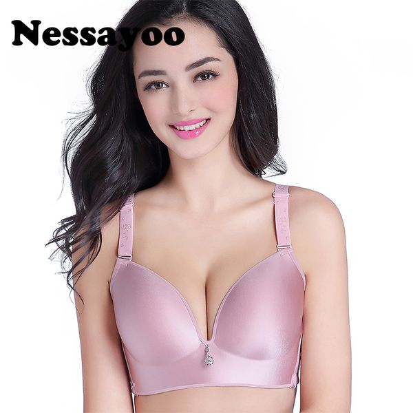 

bras nessayoo women plus size push up wireless breathable soft thin seamless smooth wire bra 40cde 42 44 46 big black, Red;black