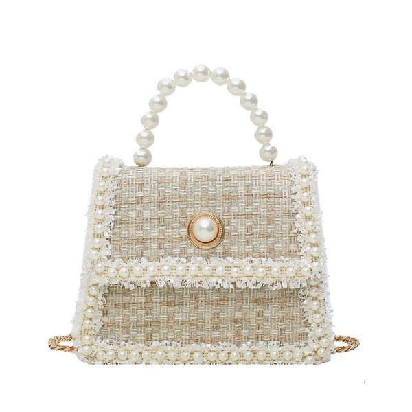 

elegant female pearl tote bag 2020 fashion new woolen women's designer handbag shoulder messenger bag purses