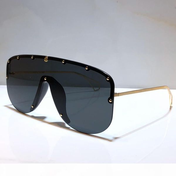 

new fashion 0667s designer sunglasses connected lens big size half frame with small rivets 0667 mask sunglasses popular goggle quality, White;black