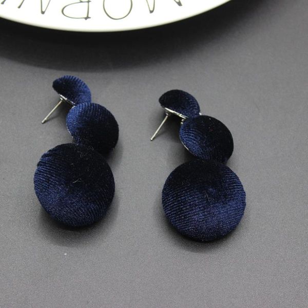 

ball retro baroque fashion earrings korean new plaid fabric velvet large round earrings lattice female 447, Golden;silver