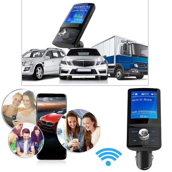 

cgjxscgjxsbc45 lcd bluetooth fm transmitter wireless modulator handsbluetooth car kit car audio mp3 player wav u disk tf dual usb charg