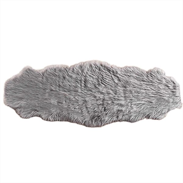 

super soft fluffy area carpet faux fur sheepskin rug chair sofa cover for bedroom floor sofa living room, grey 2 x 6 feet