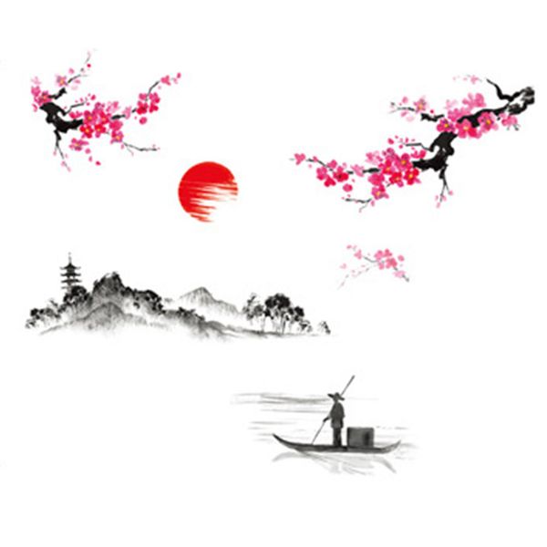 

home decor living room pvc art wall sticker diy bedroom peach blossom removable