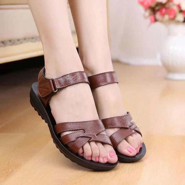 

fashion women sandals summer flats real leather platform rsandals flats shoes sandal slipper ladies beach shoes shoe008 p4, Black