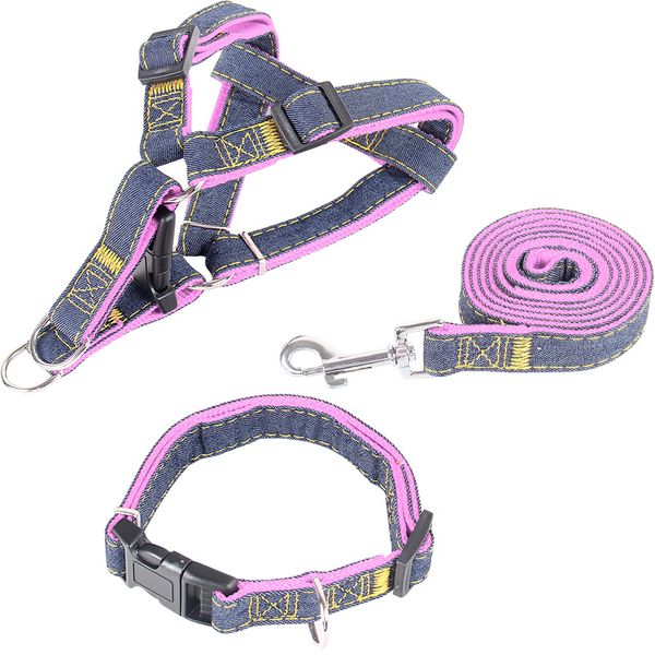 

pet traction rope small and medium-sized dog cowboy chest harness traction collar set pet supplies factory outlet