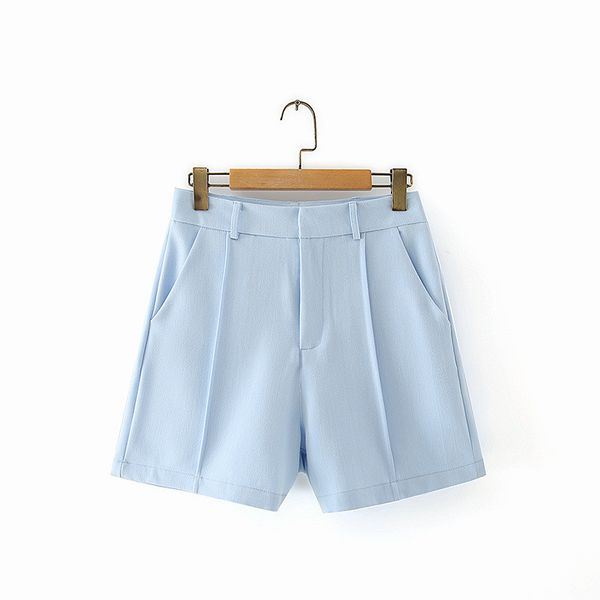 

2020 women casual summer solid short pants female high waist fashion blue shorts chic lady pocket zipper pants pantalones cortos, White;black