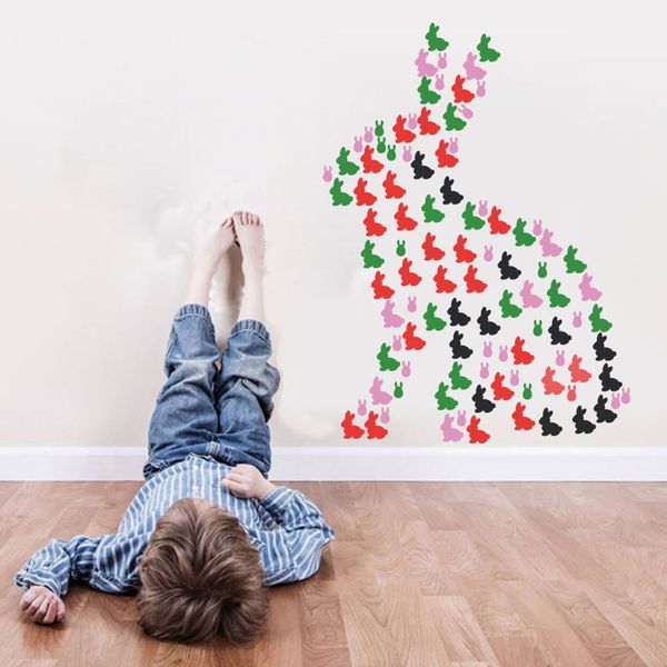 

rabbit shape cute durable eco friendly happy easter wall stickers kids bedroom