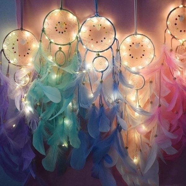 

wall catcher dream hanging home room with decoration decor night feathers portable handmade light dhseller nhzif