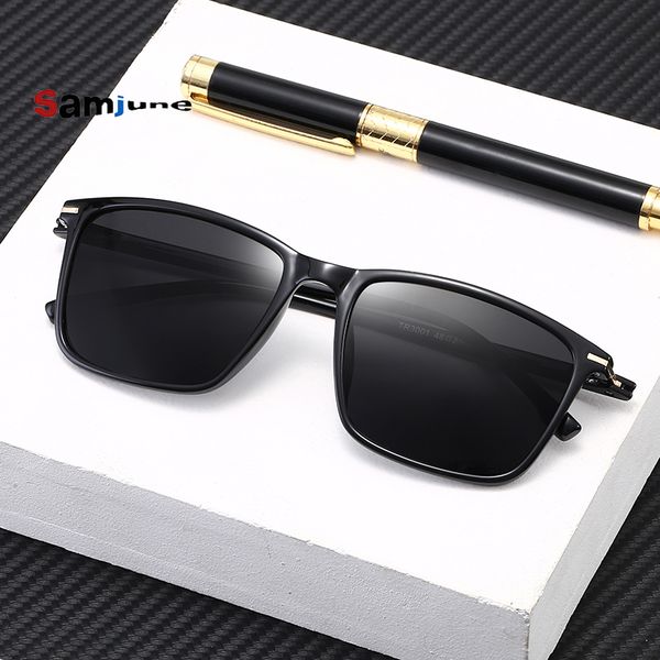 

samjune men polarized sunglasses vintage anti-uv driving driver black goggles eyewear rectangle shades men tr90, White;black