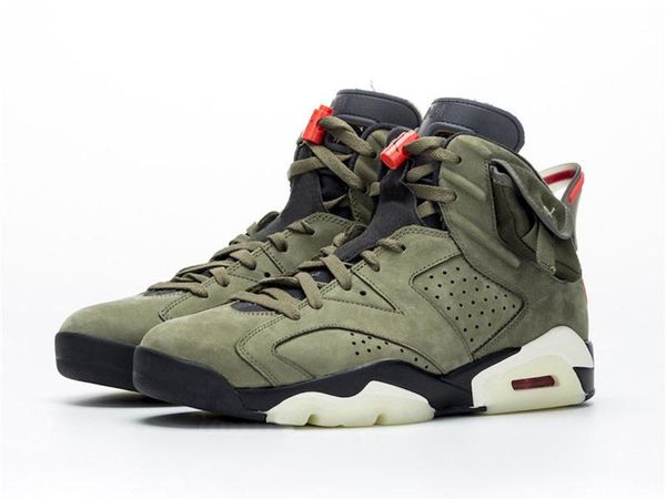 

new authentic 2020 travis scott 6 cactus jack medium olive glow in the dark army green suede 3m basketball shoes mens trainers sneakers