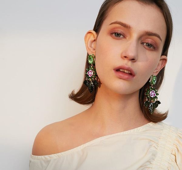 

2019 new personality long tassel earrings female exaggerated flower earrings fashion earrings01, Golden;silver