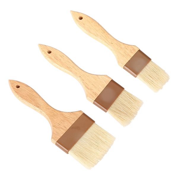 

3pcs pastry brush set spreading butter basting oil baking tool wooden handle