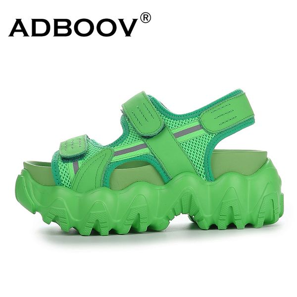 

adboov thick sole flat sandals women height increasing platform chunky sandals shoes woman, Black