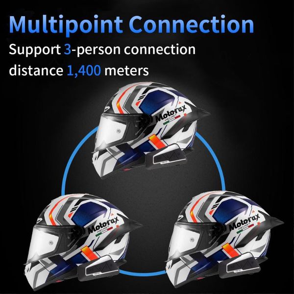 

3pcs motorcycle helmet 1400meters full duplex intercom headset wireless bluetooth 5.0 interphone waterproof fm radio t9s-v3