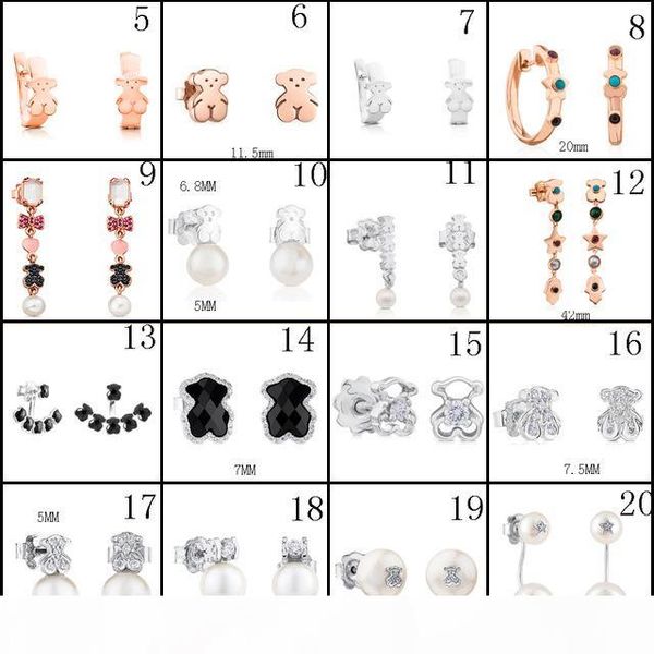 

2020 100% 925 sterling silver bear stud earrings classic pierced stud earrings jewelry manufacturers wholesale, Golden;silver