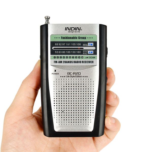 

radio bc-r20 portable pocket mini am / fm with speaker and belt clip