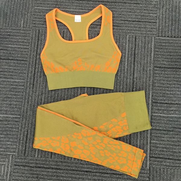 

leopard yoga sets women fitness clothing 2 piece set sport clothes for women outdoor workout clothes sports bra&fitness leggings, White;red