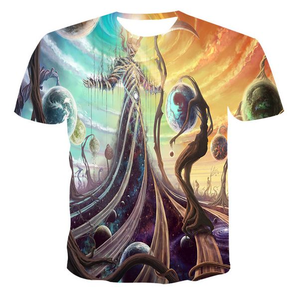 

summer men 3d landscape printing breathable splicing printing 3d print shirts harajuku hippie graphic men clothing