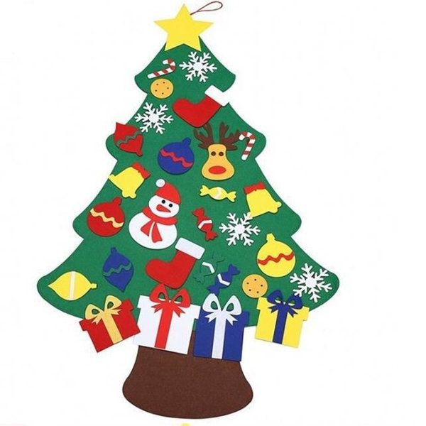 NOVITÀ Albero di Natale in feltro per bambini fai-da-te con ornamenti Regalo per bambini Porta per bambini Appeso a parete Decorazione natalizia artigianale in età prescolare
