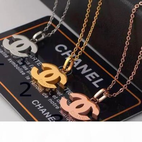 

новые 3 цветов горячих украшения продажи титан стал ожерелье любовь 18k ожерелье позолоченных мод с розовым золотом платины женщина любит да, Silver