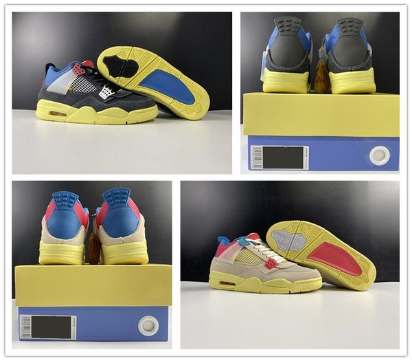 

union 4 guava ice off noir dark smoke grey light bone men shoes basketball sports sneaker 4s jumpman trainer, White;red