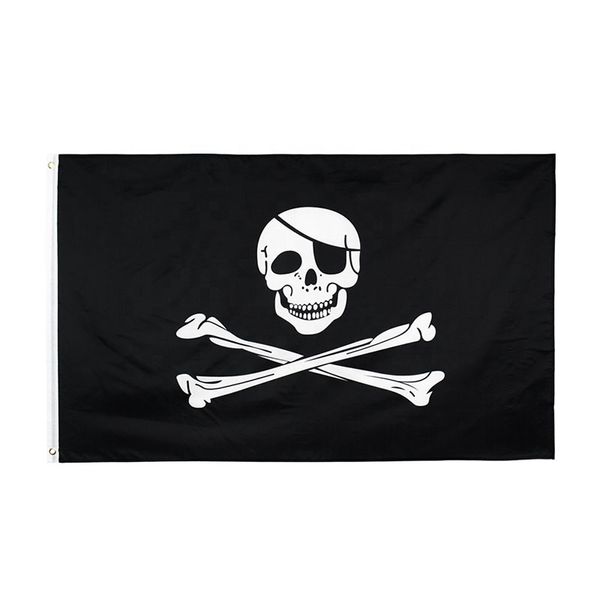 S-kull Bandiera Pirata a Doppio Osso 3x5ft Teschio Pirata con Due Bandiere a Coltello a Croce 90x150 cm per la Decorazione della Casa o della Barca, Spedizione Gratuita