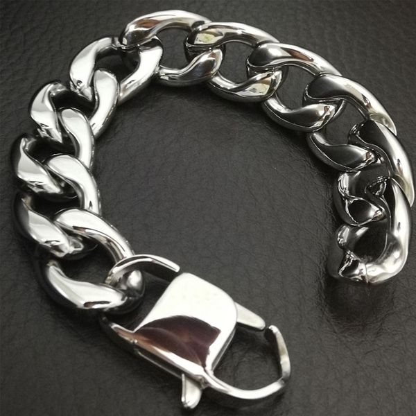 

big bracelets mens chain bracelet on hand stainless steel hip hop gold bracelet jewelry gifts for man accessories wholesale, Black