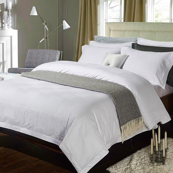 

j/6pieces  king size l white bedding set satin cotton silky duvet cover bedsheet set beddingsets pillowcase